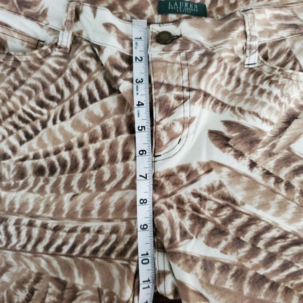 Lauren Ralph Lauren Petites Cotton Velvet Feather Print Skinny Jeans Size 10P - Picture 8 of 8
